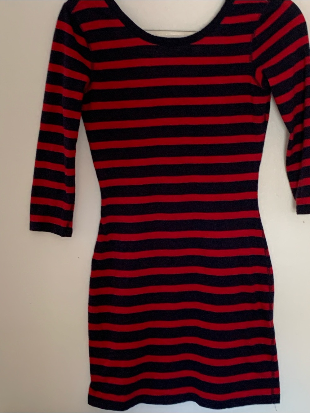 Express Red and Black Striped Scoop Neck Mini Dress